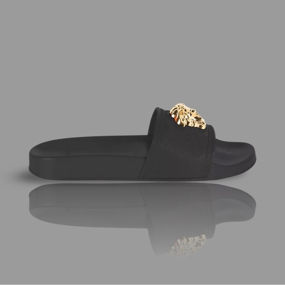 Versace Gold La Medusa Gomma Slides - Picture 1 of 6